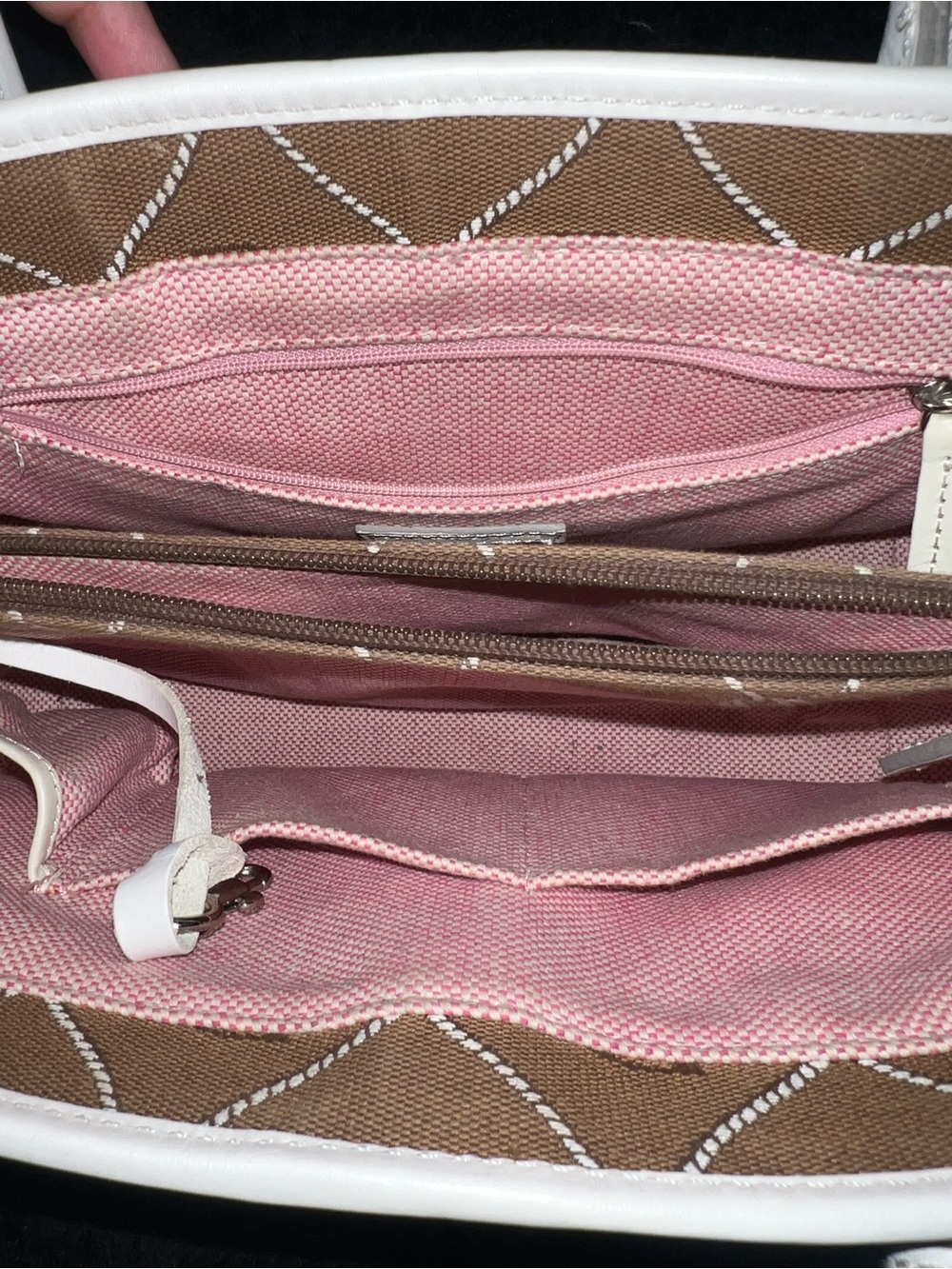 Dooney & Bourke Brown and White Monogram Satchel - Picture 6 of 7
